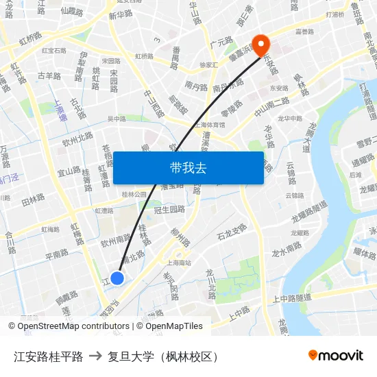 江安路桂平路 to 复旦大学（枫林校区） map
