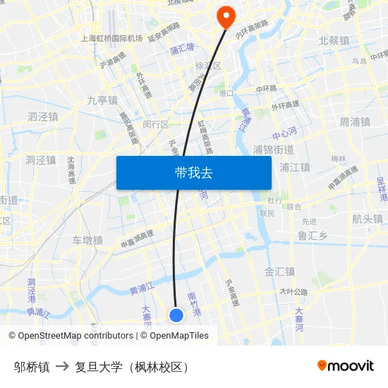 邬桥镇 to 复旦大学（枫林校区） map