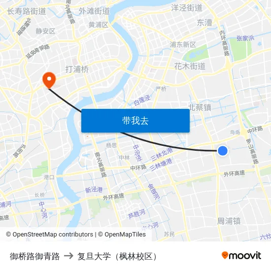 御桥路御青路 to 复旦大学（枫林校区） map