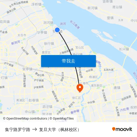 集宁路罗宁路 to 复旦大学（枫林校区） map