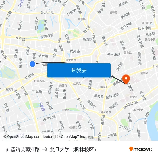 仙霞路芙蓉江路 to 复旦大学（枫林校区） map