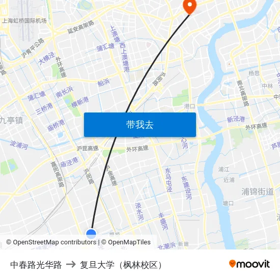 中春路光华路 to 复旦大学（枫林校区） map