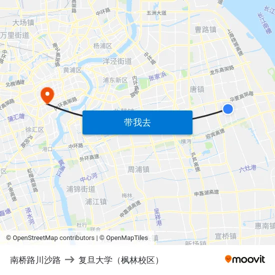 南桥路川沙路 to 复旦大学（枫林校区） map
