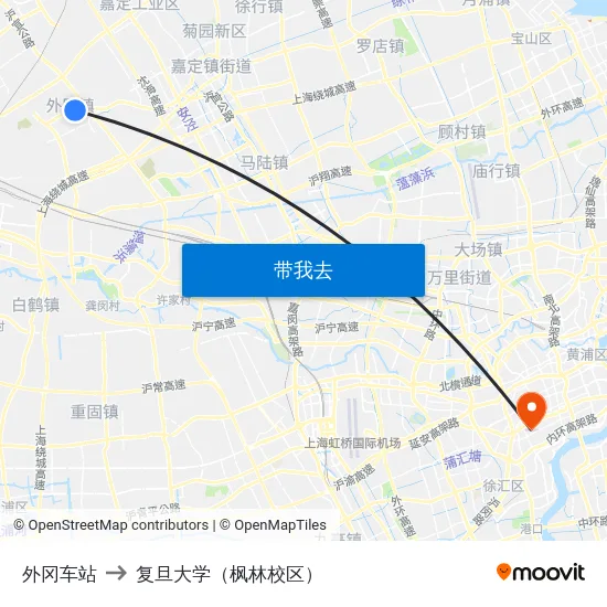 外冈车站 to 复旦大学（枫林校区） map