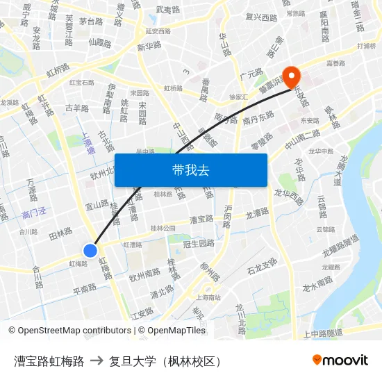 漕宝路虹梅路 to 复旦大学（枫林校区） map
