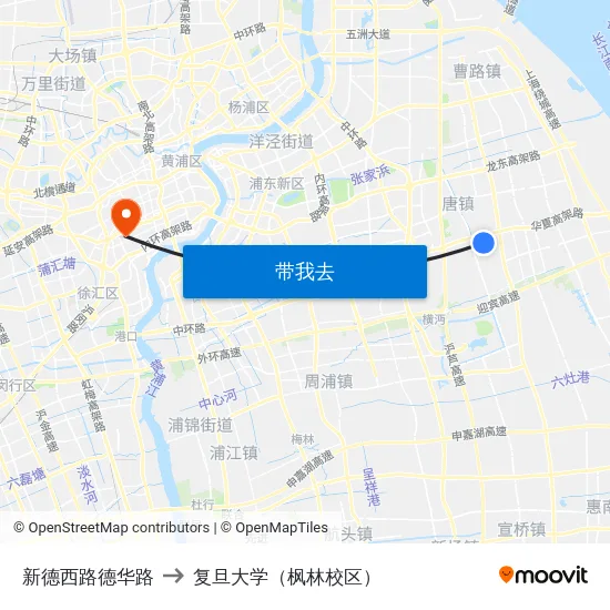 新德西路德华路 to 复旦大学（枫林校区） map
