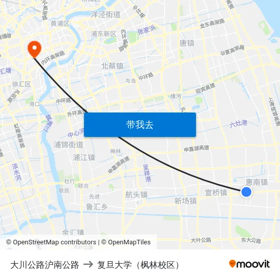 大川公路沪南公路 to 复旦大学（枫林校区） map
