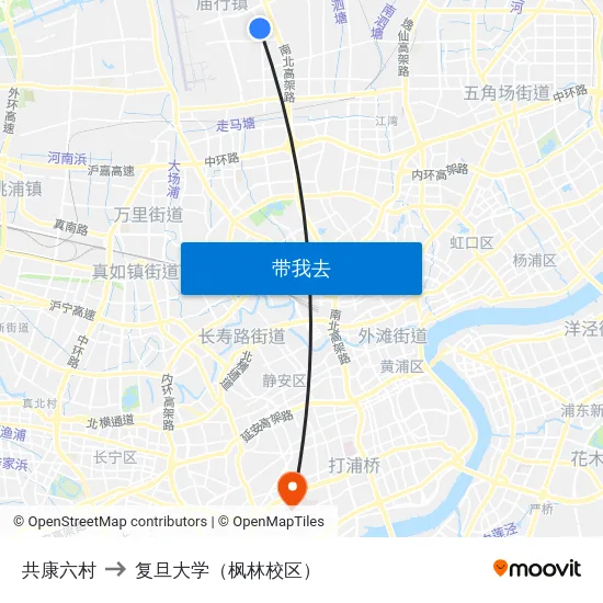 共康六村 to 复旦大学（枫林校区） map