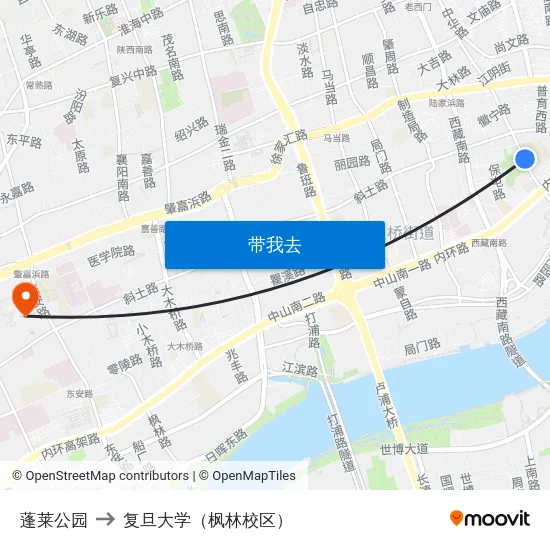 蓬莱公园 to 复旦大学（枫林校区） map