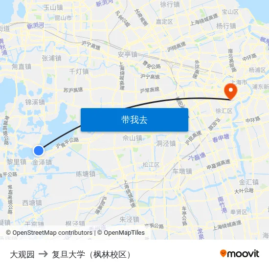 大观园 to 复旦大学（枫林校区） map