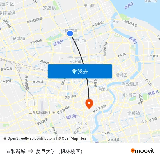 泰和新城 to 复旦大学（枫林校区） map
