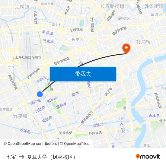 七宝 to 复旦大学（枫林校区） map