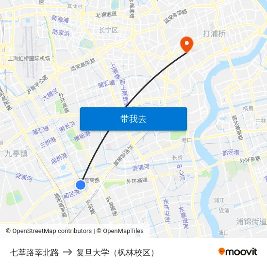 七莘路莘北路 to 复旦大学（枫林校区） map