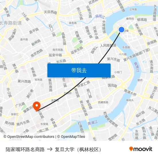 陆家嘴环路名商路 to 复旦大学（枫林校区） map