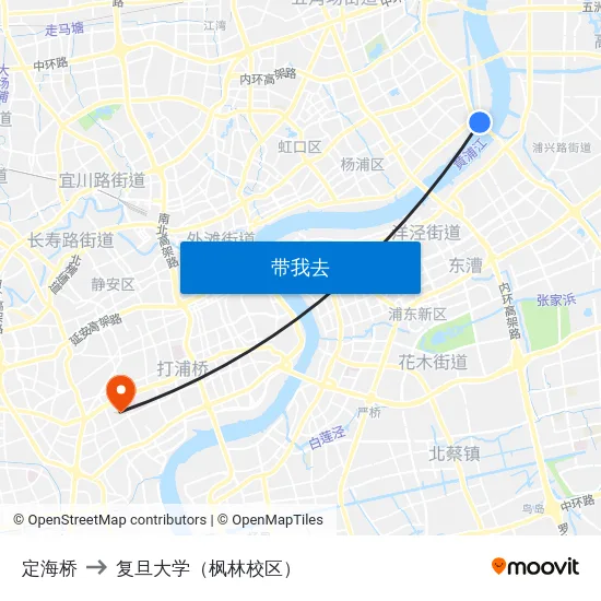 定海桥 to 复旦大学（枫林校区） map
