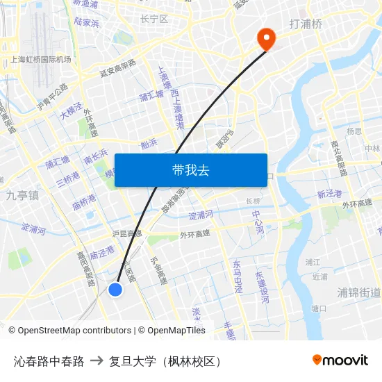 沁春路中春路 to 复旦大学（枫林校区） map