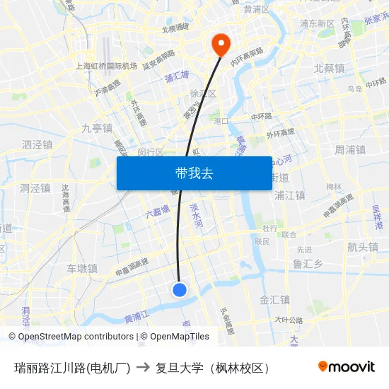 瑞丽路江川路(电机厂) to 复旦大学（枫林校区） map