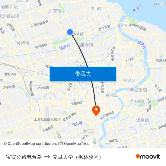 宝安公路电台路 to 复旦大学（枫林校区） map