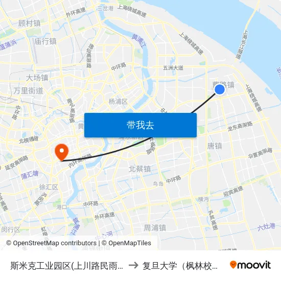 斯米克工业园区(上川路民雨路) to 复旦大学（枫林校区） map