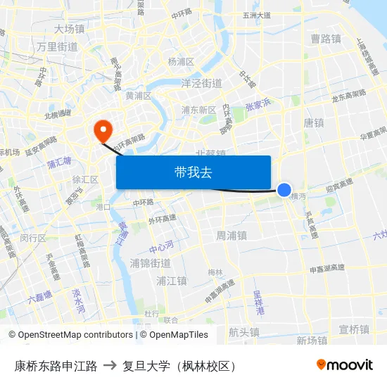康桥东路申江路 to 复旦大学（枫林校区） map