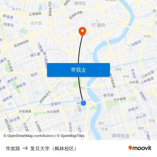 华发路 to 复旦大学（枫林校区） map