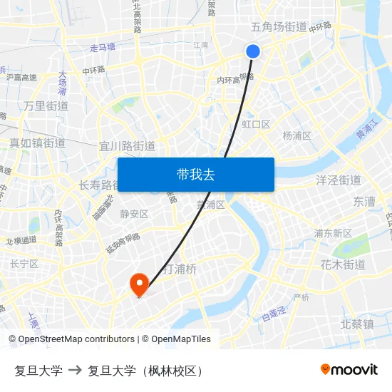 复旦大学 to 复旦大学（枫林校区） map