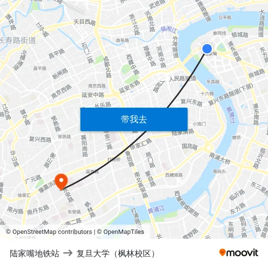陆家嘴地铁站 to 复旦大学（枫林校区） map