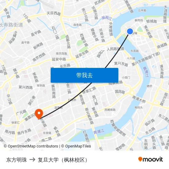 东方明珠 to 复旦大学（枫林校区） map