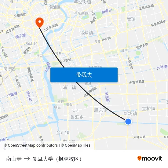 南山寺 to 复旦大学（枫林校区） map