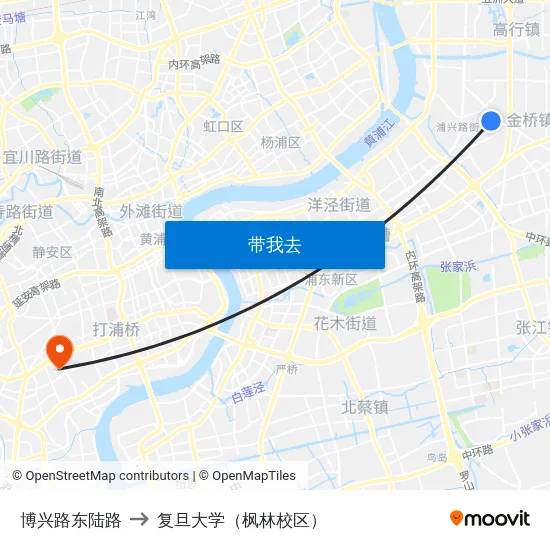 博兴路东陆路 to 复旦大学（枫林校区） map
