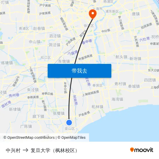 中兴村 to 复旦大学（枫林校区） map