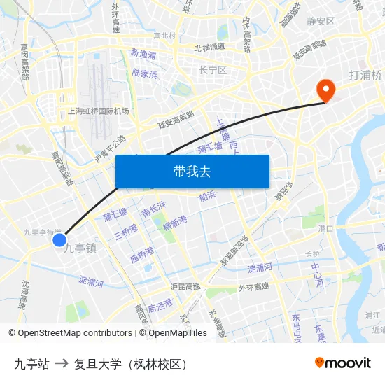 九亭站 to 复旦大学（枫林校区） map