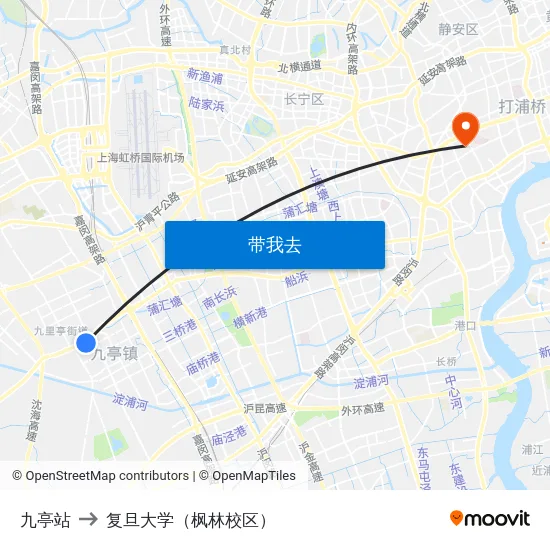 九亭站 to 复旦大学（枫林校区） map