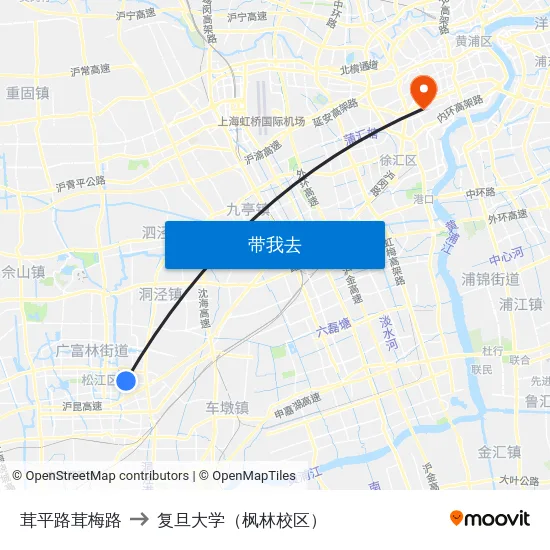 茸平路茸梅路 to 复旦大学（枫林校区） map
