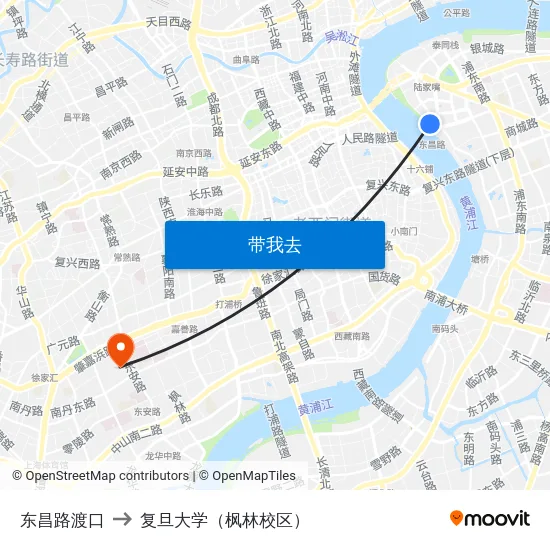东昌路渡口 to 复旦大学（枫林校区） map