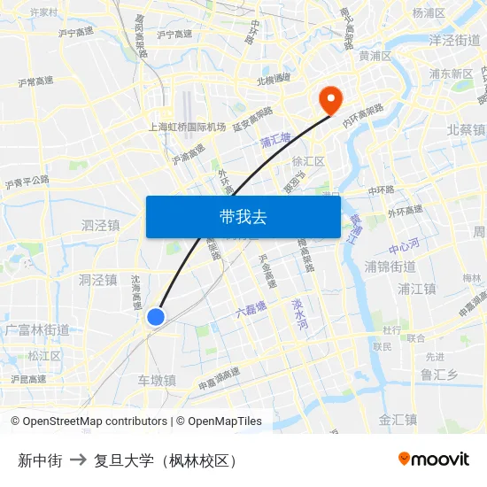 新中街 to 复旦大学（枫林校区） map