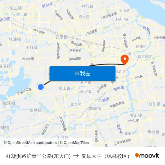 祥凝浜路沪青平公路(东大门) to 复旦大学（枫林校区） map