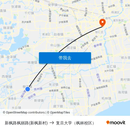 新枫路枫丽路(新枫新村) to 复旦大学（枫林校区） map
