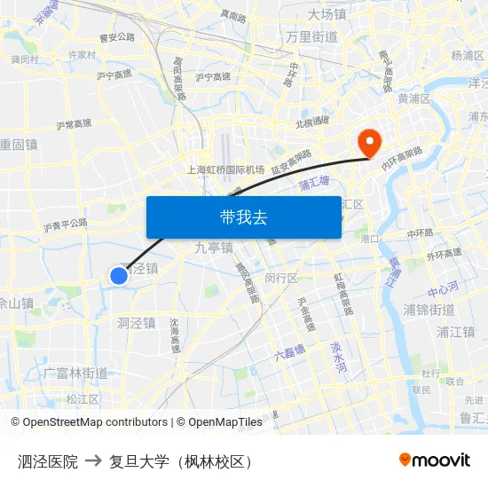 泗泾医院 to 复旦大学（枫林校区） map