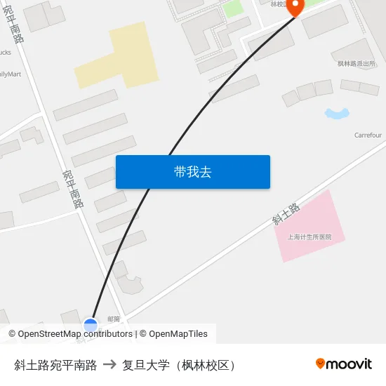 斜土路宛平南路 to 复旦大学（枫林校区） map