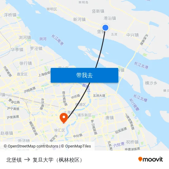 北堡镇 to 复旦大学（枫林校区） map