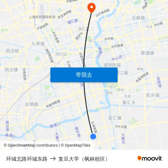 环城北路环城东路 to 复旦大学（枫林校区） map