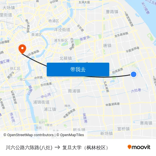 川六公路六陈路(八灶) to 复旦大学（枫林校区） map
