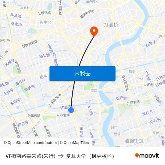 虹梅南路莘朱路(朱行) to 复旦大学（枫林校区） map