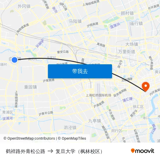 鹤祥路外青松公路 to 复旦大学（枫林校区） map