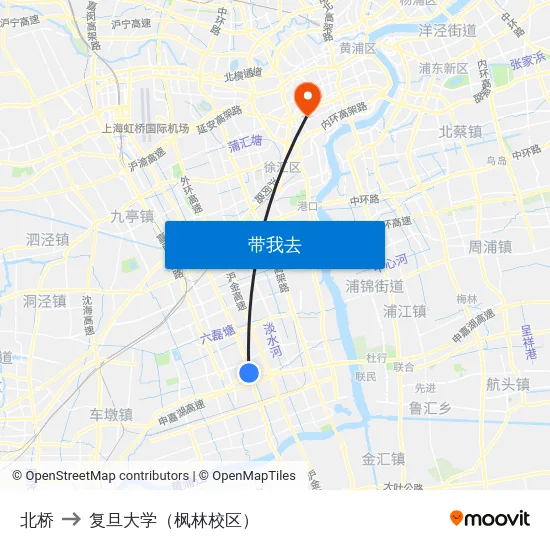 北桥 to 复旦大学（枫林校区） map