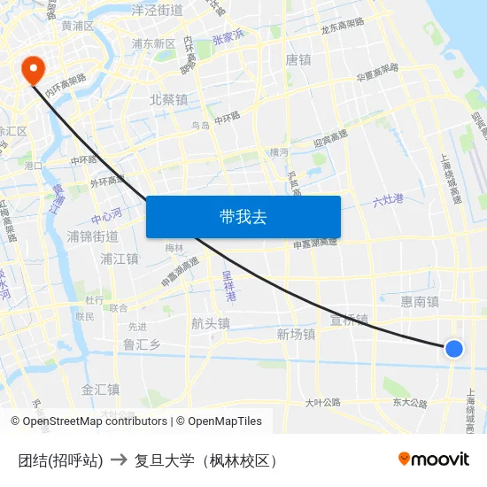 团结(招呼站) to 复旦大学（枫林校区） map