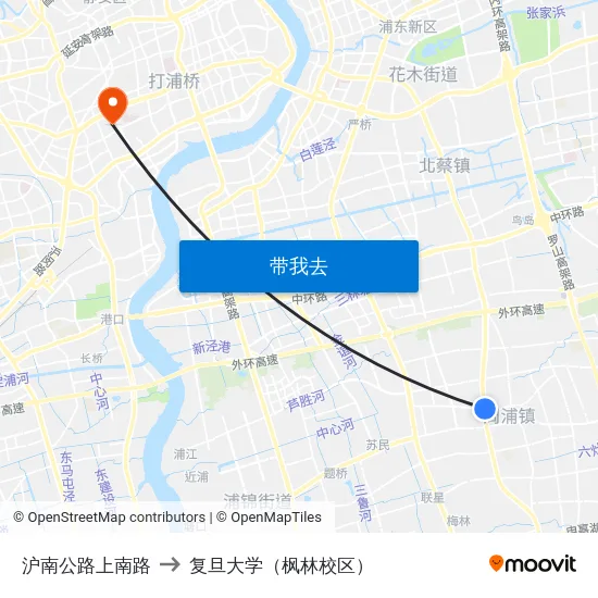 沪南公路上南路 to 复旦大学（枫林校区） map