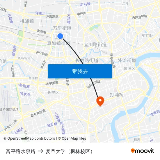 富平路水泉路 to 复旦大学（枫林校区） map