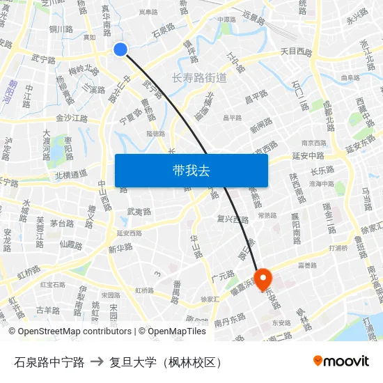 石泉路中宁路 to 复旦大学（枫林校区） map